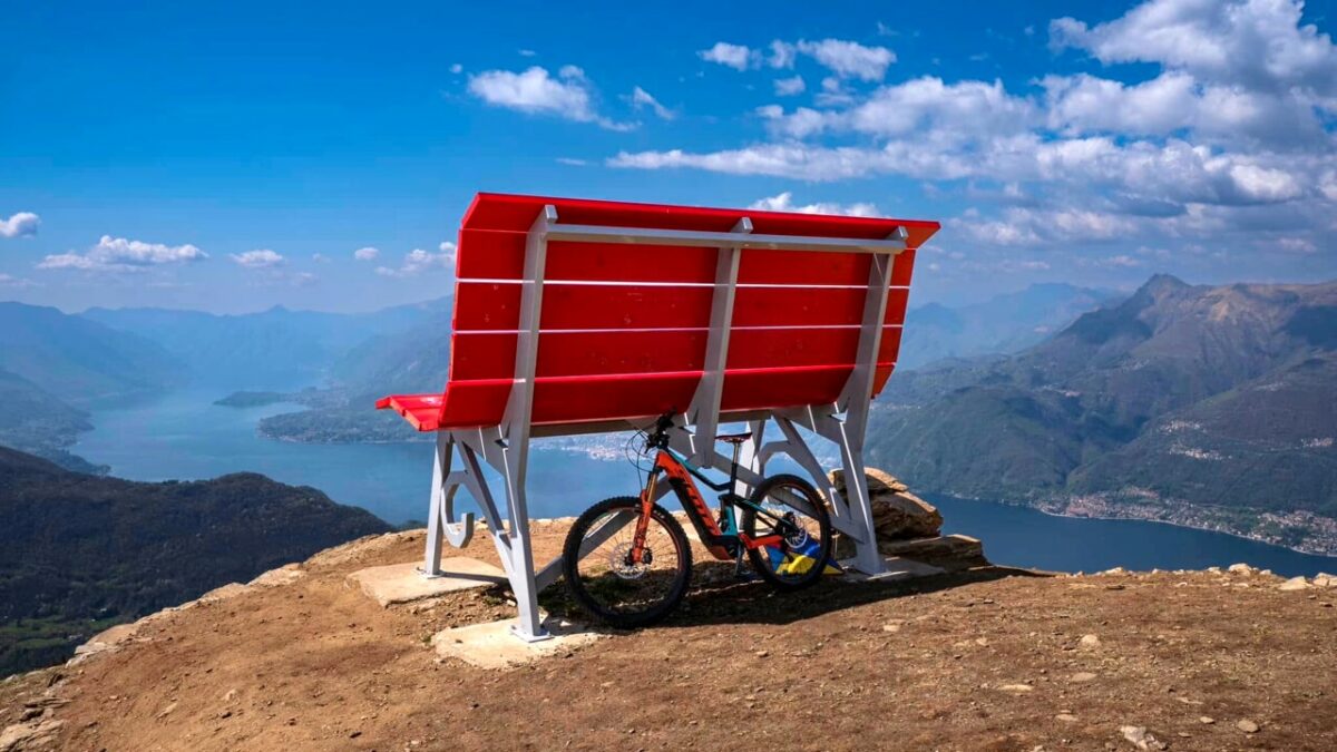 Giant bench in Giumello in summer